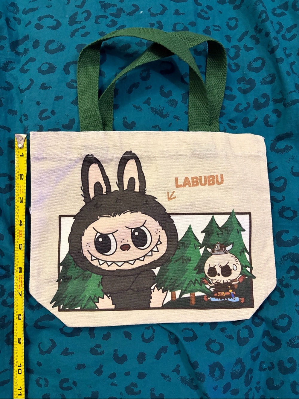 Cute Forest Character Canvas Tote Bag in Green
